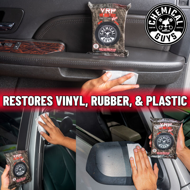 CHEMICAL GUYS - VRP Protectant Car Wipes for Vinyl Rubber and Plastic (50 WIPES) 1 CHEMICAL GUYS - VRP Protectant Car Wipes for Vinyl Rubber and Plastic (50 WIPES)