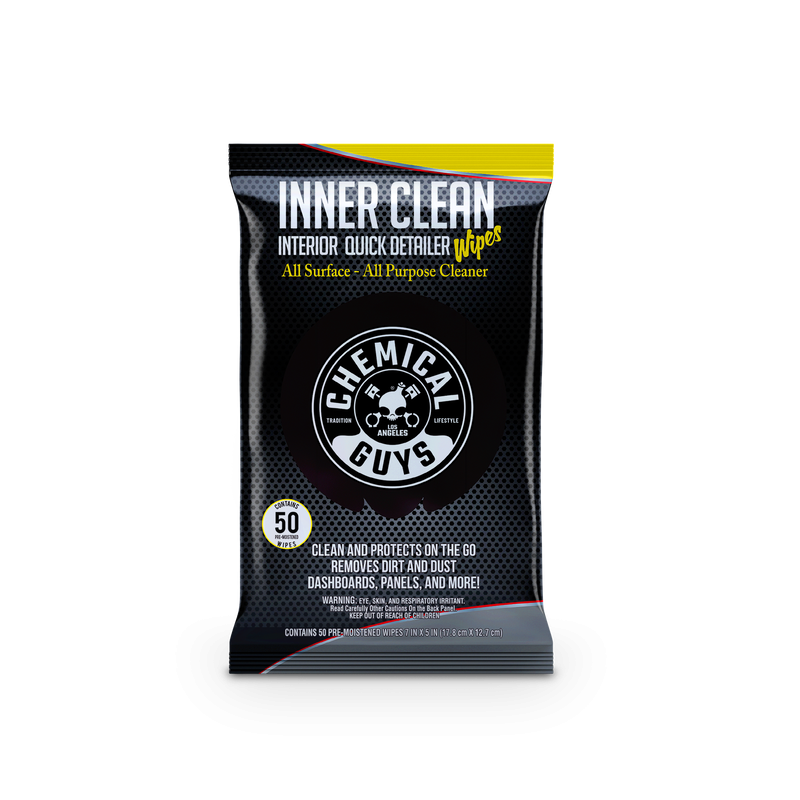 CHEMICAL GUYS - InnerClean Interior Quick Detailer and Protectant Car Wipes (50 Wipes) 3 0 0 00 pmwspi66350 front