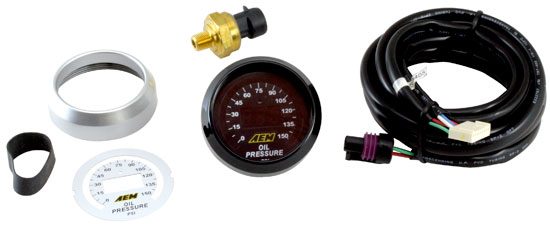 AEM Electronics Oil Pressure Gauge 150 Psi/10.3 Bar Digital (Universal) 2 30 4407 1