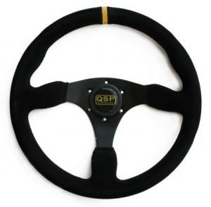QSP Leather Steering Wheel Black 3-Spoke 350mm Flat (Universal) 5 QSP QS L00Z3