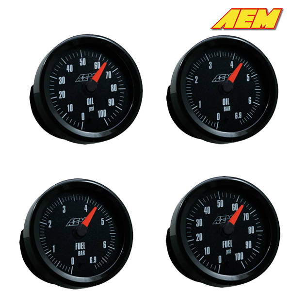AEM Electronics Oil/Fuel Pressure Gauge Up To 6.9 Bar Analog (Universal) 7 aem 30 5133 0