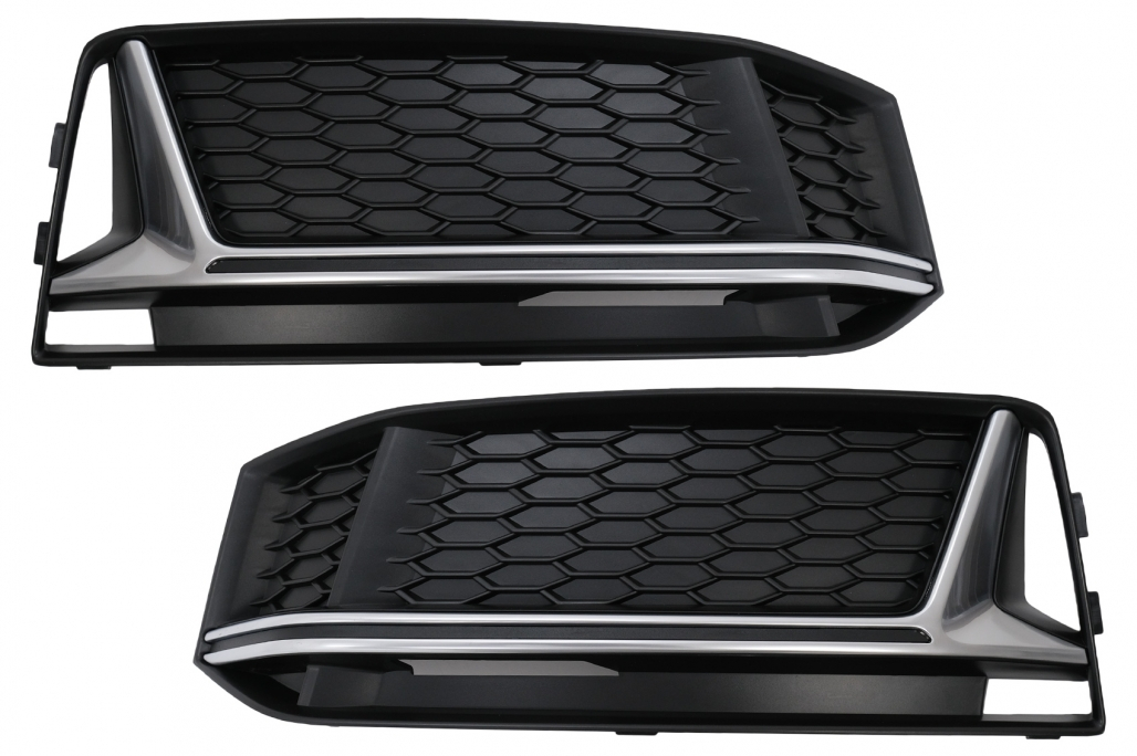 Audi A4 RS4 Fog Grilles - Black/Chrome (B9 S-Line 2015-2019) 1 Audi A4 RS4 Fog Grilles - Black/Chrome (B9 S-Line 2015-2019)