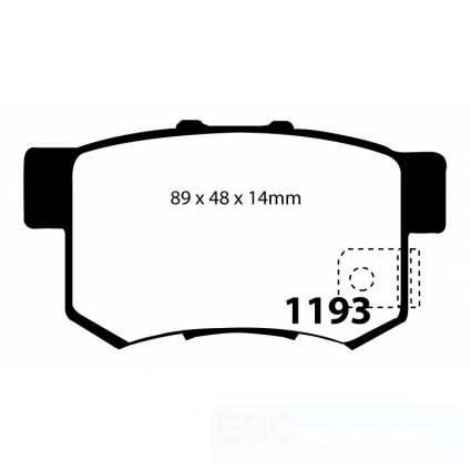 EBC Redstuff Brake Pads Rear (Civic 95-01 5dr 1.8/Civic 01-05 EP3/Prelude 92-01/DC2/DC5) 2 ebc dp31193c size