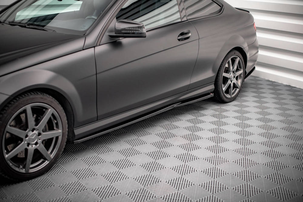 Maxton Design Mercedes C-Class AMG-Line Side Skirt Extensions - Gloss (Facelift W204 2007-2014) 2 me c 204f amgline c sd1 b