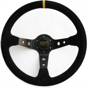 QSP Leather Steering Wheel Black 3 Spoke 350mm, 90mm Depth (Universal) 9 qsp qs l90z3