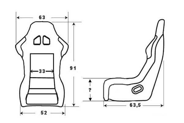 Bucket Seat Type BS7 Black (Universal) 2 ss 12z dimensions