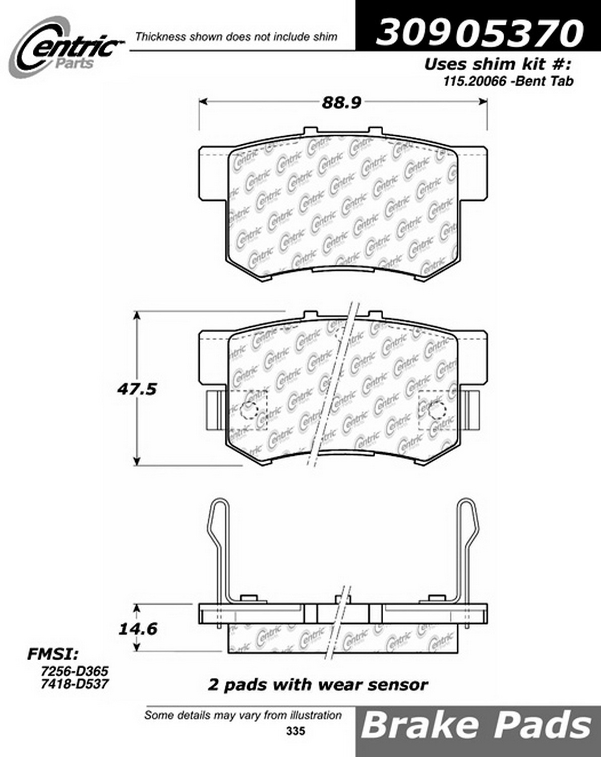 APP RS Brake Pads Rear Civic 95-05 Type-R/CR-Z/Prelude 92-01/Integra 94-06 Type-R/S2000) 2 309.05370