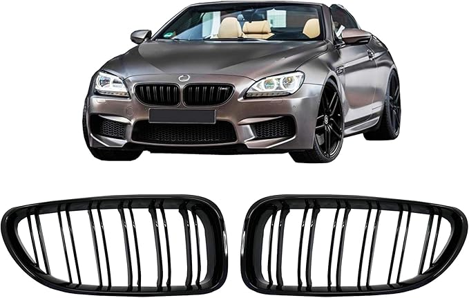 BMW 6 Series Black Grilles - Twin Fin M6 Style Gloss Black (F06 F12 F13 12-18) 1 BMW 6 Series Black Grilles - Twin Fin M6 Style Gloss Black (F06 F12 F13 12-18)