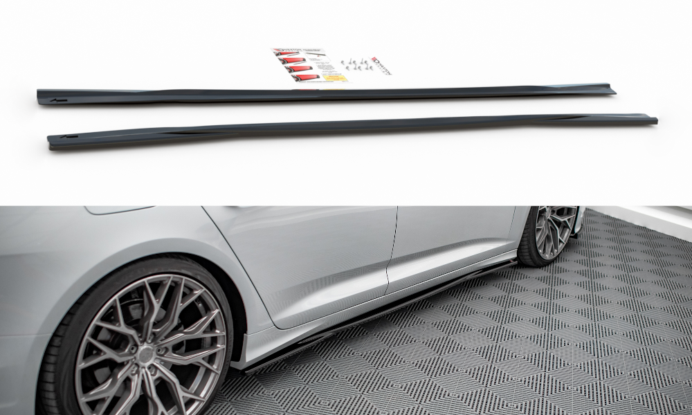 Maxton Design Audi A6 C8 Sline Side Skirt Extensions - GLOSS BLACK (2018-2023) 3 au a6 c8 sline sd1g