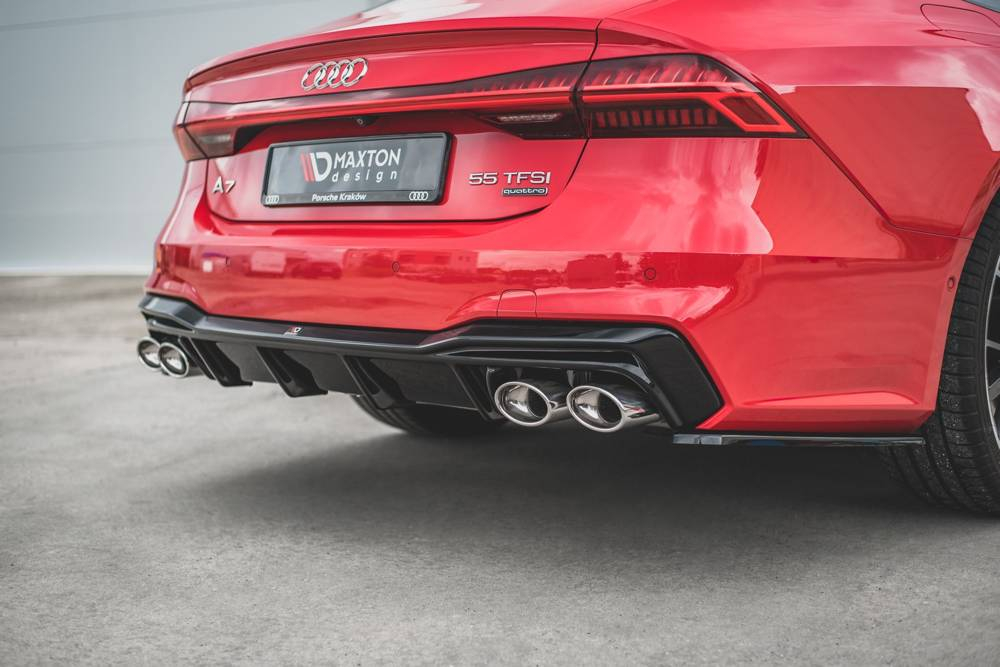 Maxton Design Audi A7 Sline Diffuser - Gloss Black Quad Exit (C8 2017-2025) 2 au a7 c8 sline rs1g tip2