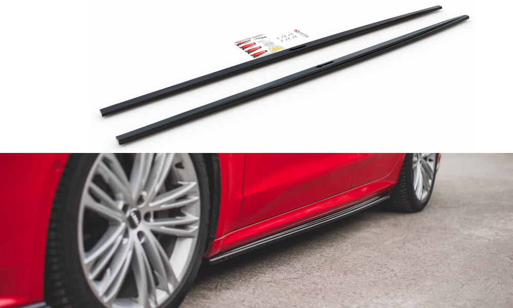 Maxton Design Audi A7 C8 Sline 17+ Side Skirt Extensions - Gloss Black (2017+) 4 au a7 c8 sline sd1g