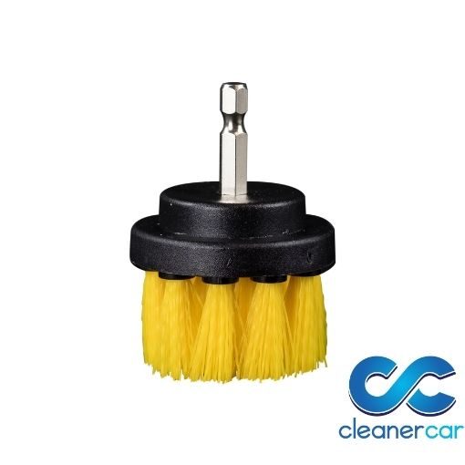CleanerCar Drill Upholstery and Carpet Brush - 2" & 4" 4 cleanercar 2 inch yellow medium drill brush