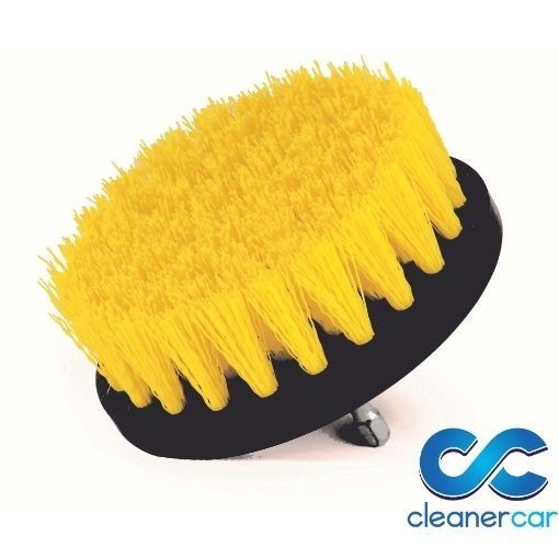 CleanerCar Drill Upholstery and Carpet Brush - 2" & 4" 6 cleanercar 4in lim yellow short drill brush 2