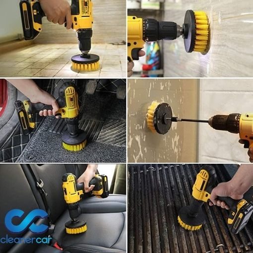 CleanerCar Drill Upholstery and Carpet Brush - 2" & 4" 8 cleanercar drill brush action shot 3