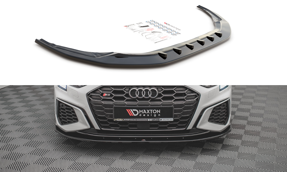 Maxton Design Audi A3 8Y Saloon Front Splitter - Gloss (2020-2024) 3 eng pm front splitter v 1 audi s3 a3 s line 8y 13318 2