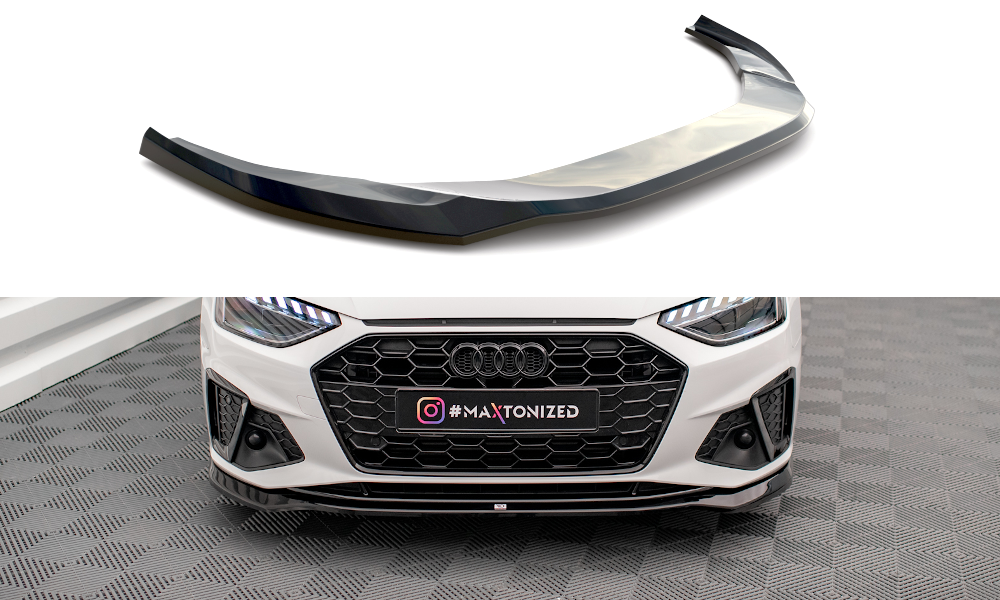 Maxton Design Audi A4 S-Line Front Splitter V.2 - Gloss (B9 Facelift 2019-2024) 3 eng pm front splitter v 2 audi a4 s line s4 b9 facelift 17739 2