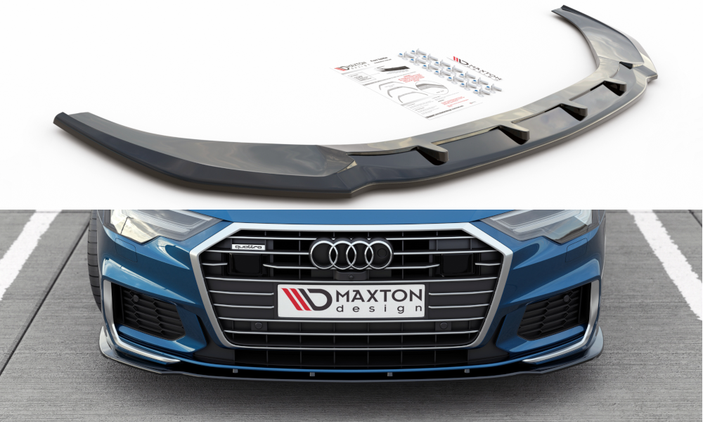 Maxton Design Audi A6 Sline Front Lip v2 - GLOSS BLACK (C8 2019-2025) 3 eng pm front splitter v 2 audi a6 s line s6 c8 10014 8