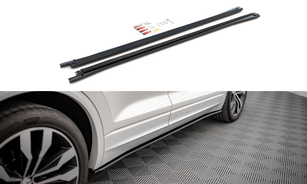 Maxton Design VW Touareg R-Line Side Skirt Extension - Gloss (Mk3 2018-2023) 3 eng pm side skirts diffusers volkswagen touareg r line mk3 15492 1