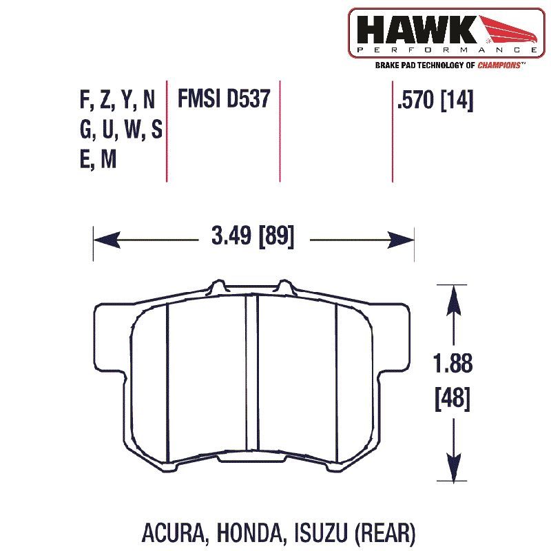 Hawk Brake Pads Rear DTC-60 (Honda) 2 hb145