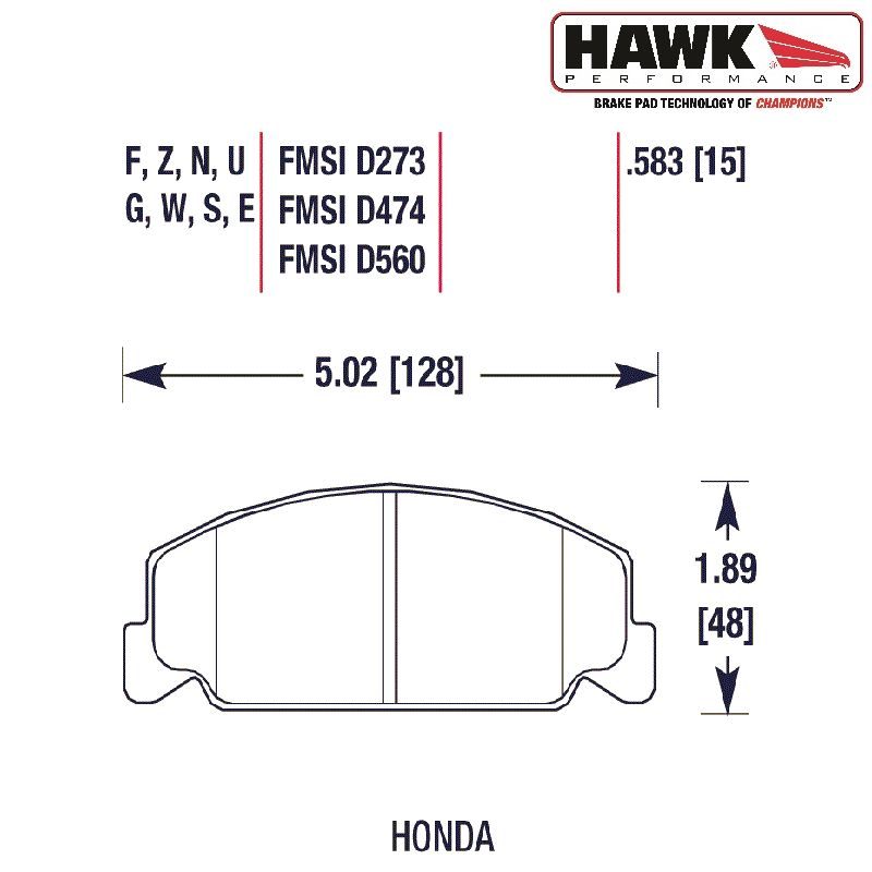 Hawk Brake Pads Front DTC-60 (Honda) 2 hb218