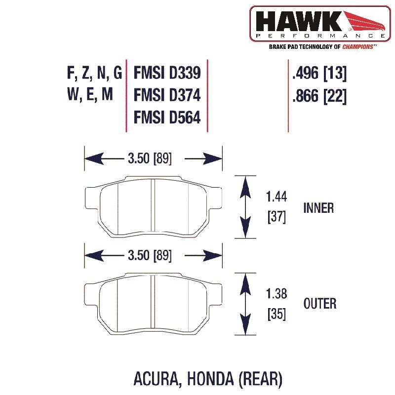 Hawk Brake Pads Rear DTC-30 (Honda) 2 hb350 1
