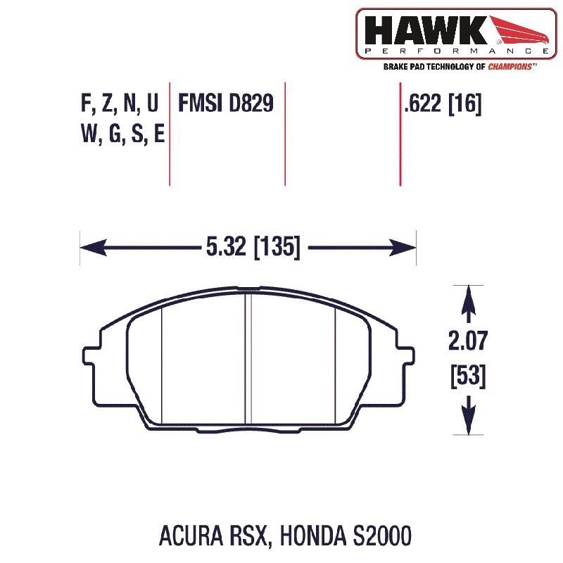 Hawk Brake Pads Front DTC-60 (Honda) 2 hb361