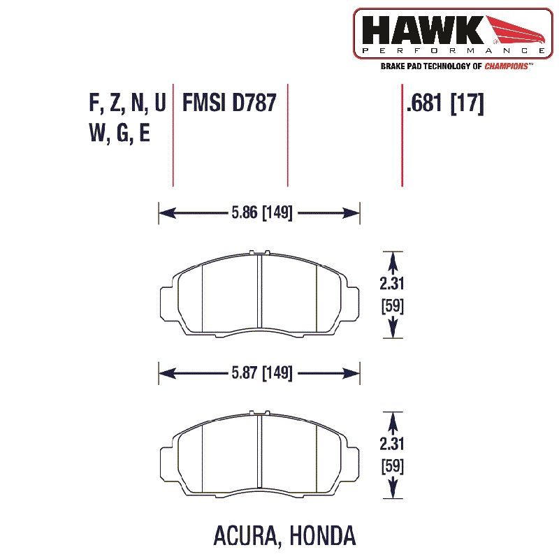 Hawk Brake Pads Front DTC-30 (Honda) 2 hb366