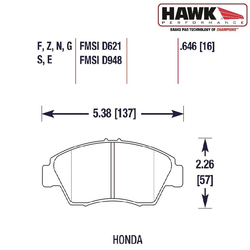 Hawk Brake Pads Front DTC-60 (Honda) 2 hb418 1