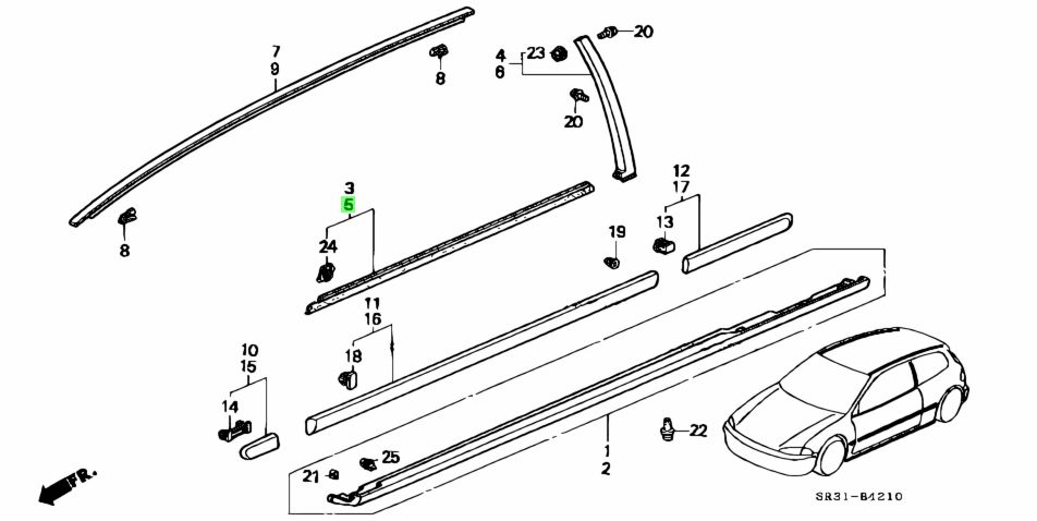 HOP Genuine Honda Door Window Weather Strip Mouldings Civic EG RIGHT 2 honda 72450sr3003 1568948029638 big 1
