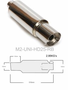 M2 300MM MUFFLER 2.5"I/L 100MM TIP