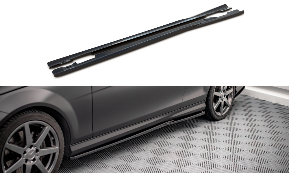 Maxton Design Mercedes C-Class AMG-Line Side Skirt Extensions - Gloss (Facelift W204 2007-2014) 3 me c 204f amgline c sd1