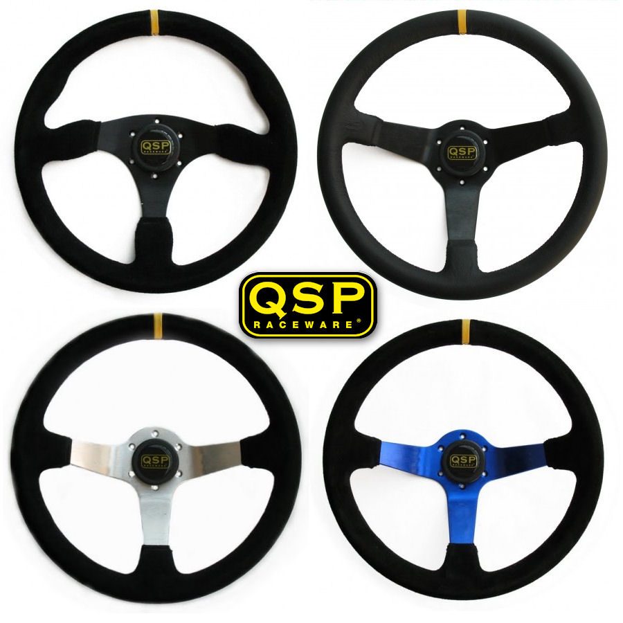 QSP Steering Wheel 3-Spoke Suede 350mm 0mm Black (Universal) 1 qsp qs1 1