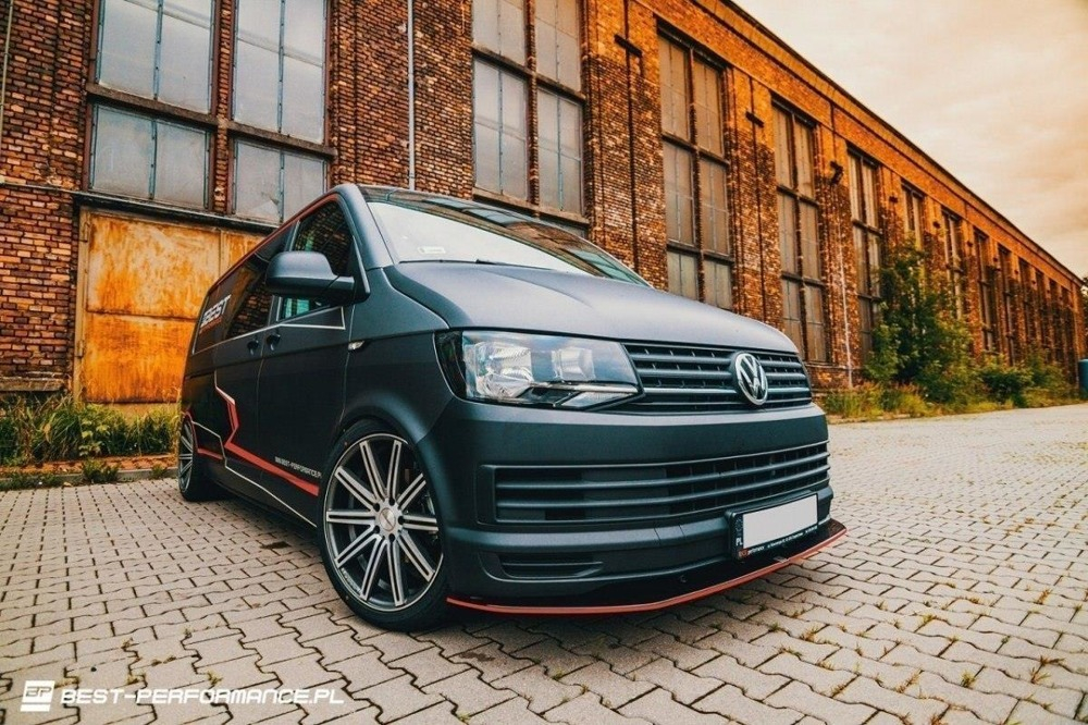 Maxton Design VW Transporter T6 Front Lip v1 - Gloss Black (2015-2023) 2 eng pm volkswagen t6 front splitter v 1 3525 4