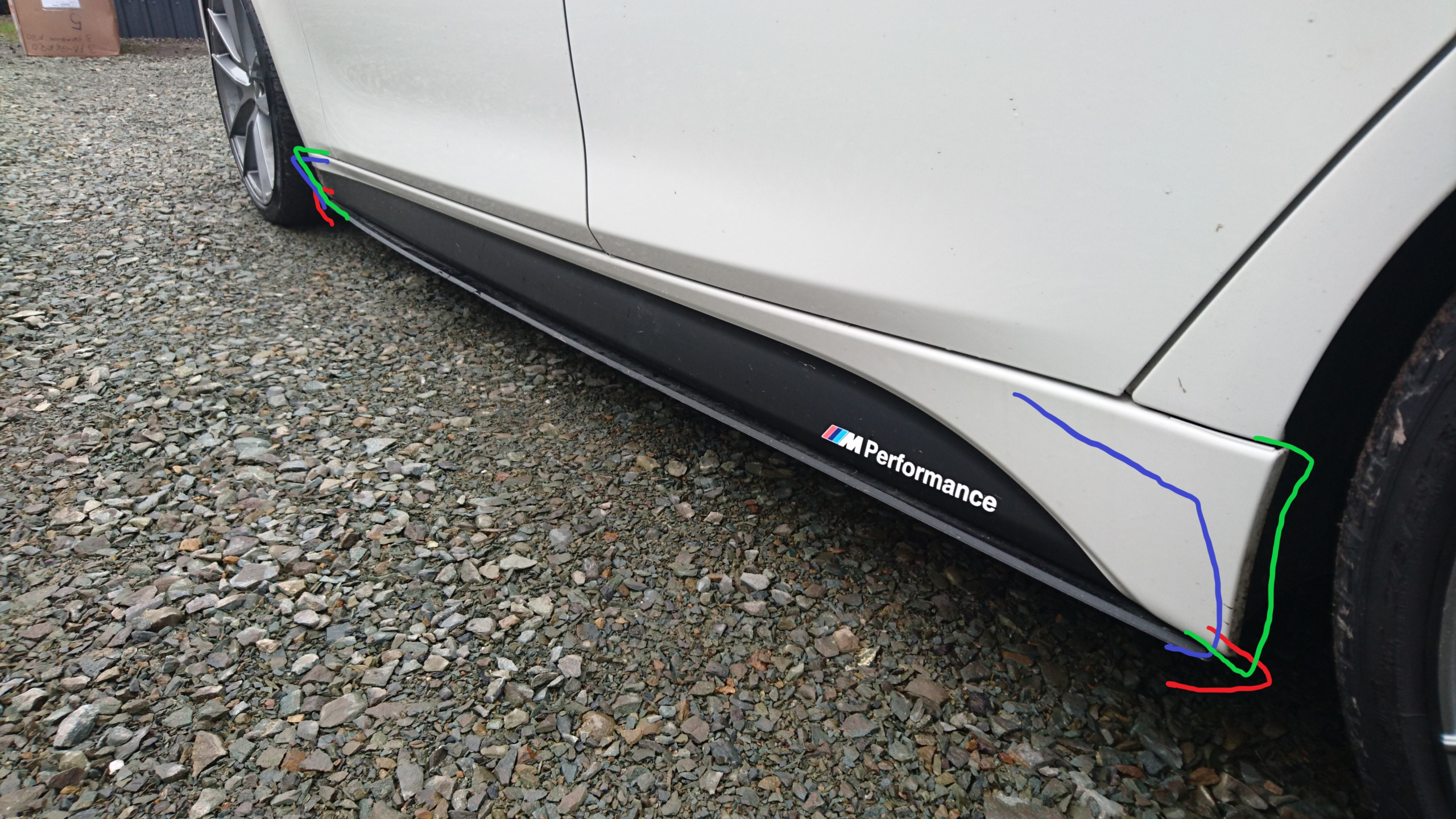 BMW F30 Msport Lip kit - Gloss Black Combo 8 f30 side skirt extension explained scaled