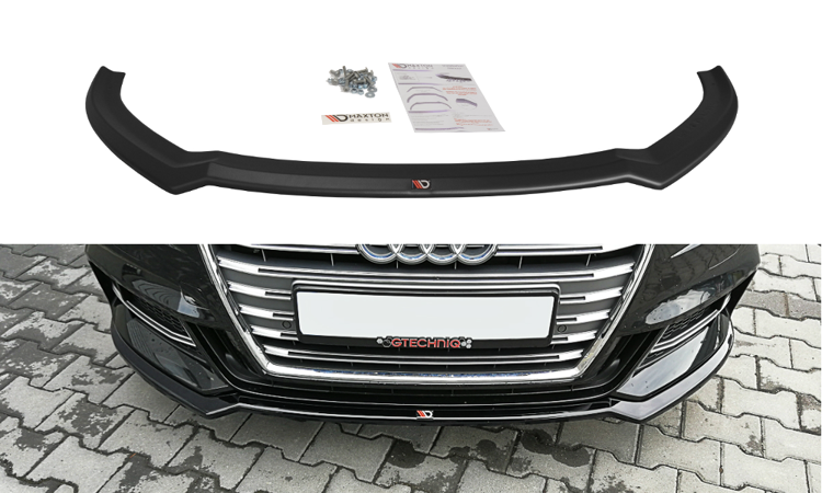 Maxton Design Audi A3 Saloon Front Lip V2 - Gloss (8V S-Line 2016-2020) 4 facelift v2