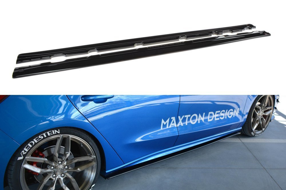 Maxton Design Ford Focus ST/ST-Line Side Skirt Extensions - Gloss (Mk4 2018-2021) 4 fo fo 4 stline sd1g