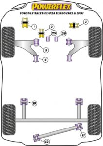 POWERFLEX - Rear Beam Mounting Bush - Toyota Glanza / Starlet 8 Powerflex REAR BEAM MOUNTING BUSH - Toyota Glanza/Starlet