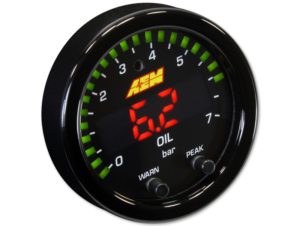 AEM - X-Series Pressure Gauge 0~100PSI / 0~7Bar Black Bezel and Black Oil Faceplate 7 Pressure Gauge