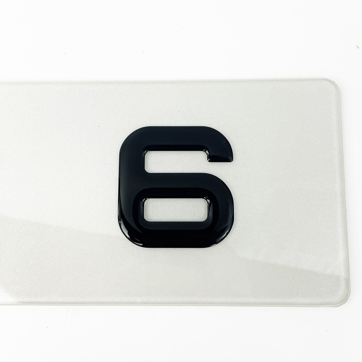 Individual GEL Number Plates - Standard Oblong/Rectangular 6 3d letter 60mm