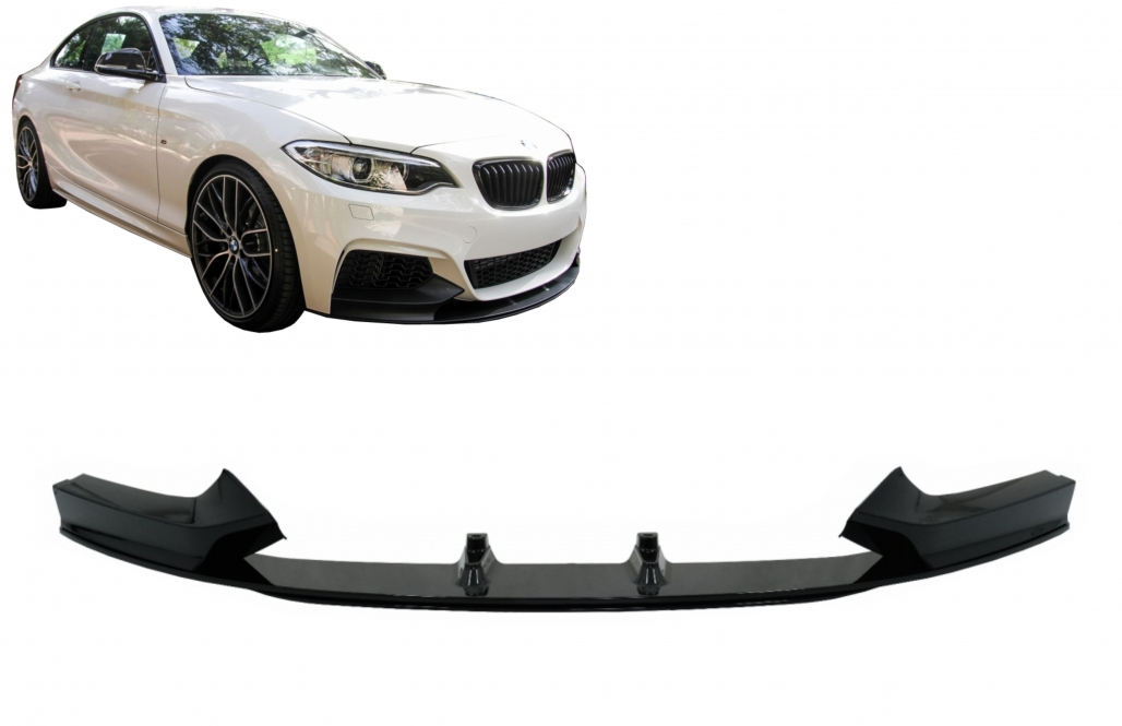 BMW 2 Series Msport Front Lip - Gloss Black (F22 F23) 2 b2b front bumper spoiler lip suitable for bmw 2 6000438 6076995