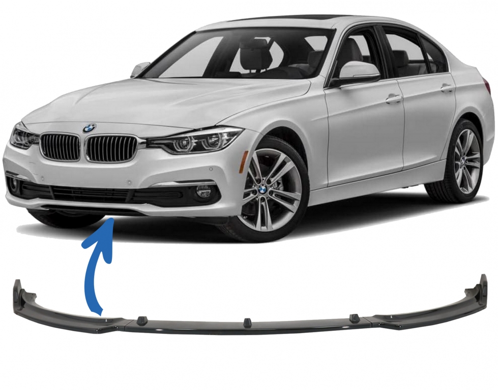 Auto-Styles BMW 3 Series F30 Front Splitter - Gloss Black (SE 2012-2019) 2 b2b front bumper spoiler suitable for bmw 3 series 6000050 6070731