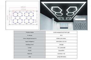 LED Hex Lights - Honeycomb Ceiling Light System 3.56 x 2.10 m