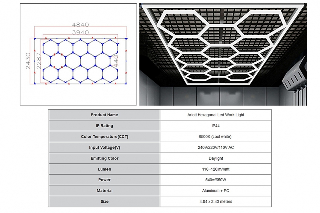 LED Hex Lights - Honeycomb Ceiling Light System 3.94 x 2.29 m 4 LED Hex Lights - Honeycomb Ceiling Light System 3.94 x 2.29 m - Image 4