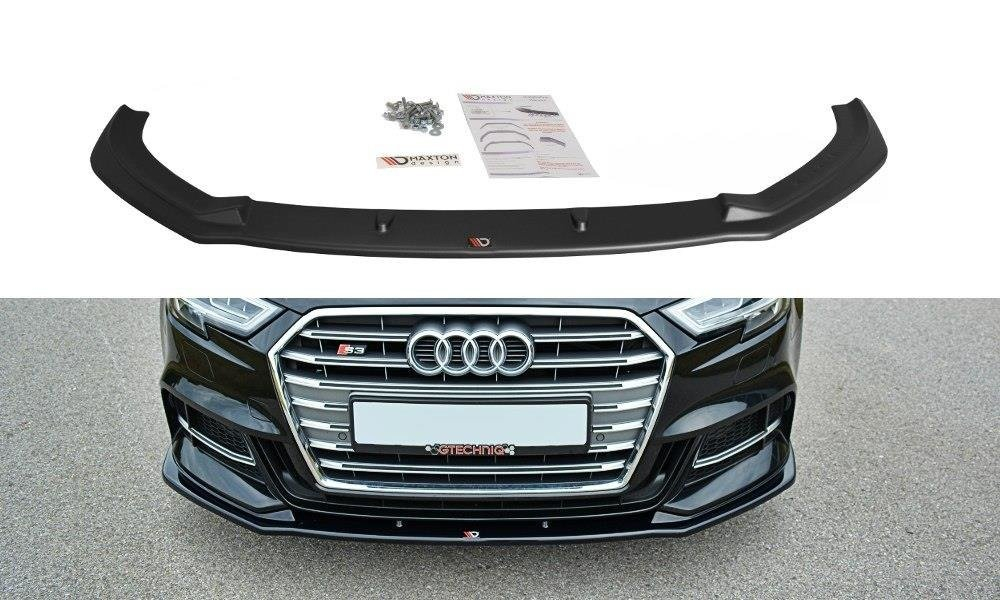 Maxton Design Audi A3 S-Line Saloon Front Lip V.1 - Gloss (8V Facelift 2016-2020) 1 Audi A3 S-Line Saloon Front Lip