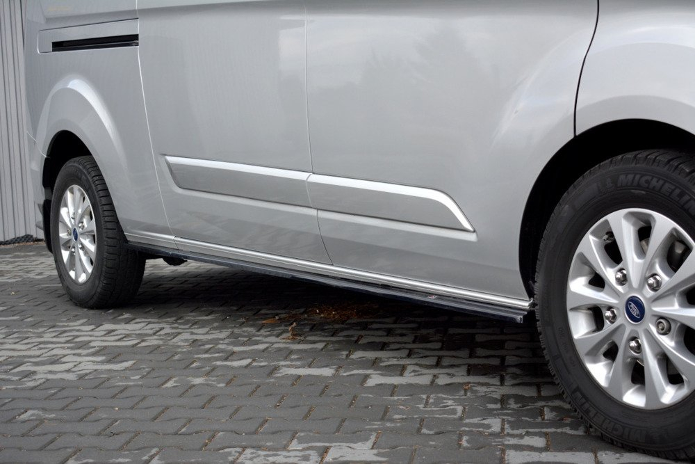 Maxton Design Ford Transit Custom Mk1 Side Skirt Extensions - GLOSS BLACK (Mk1 2013-2023) 3 eng pm side skirts diffusers ford transit custom mk 1 fl 2018 6874 3
