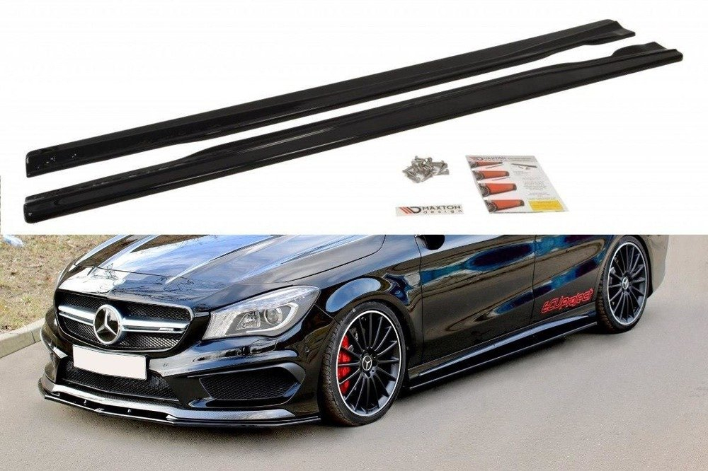 Maxton Design Mercedes CLA Side Skirt Extensions - Gloss (W117 2013-2017) 2 eng pm side skirts diffusers mercedes cla 45 amg c117 a45 amg w176 preface 8644 1 1