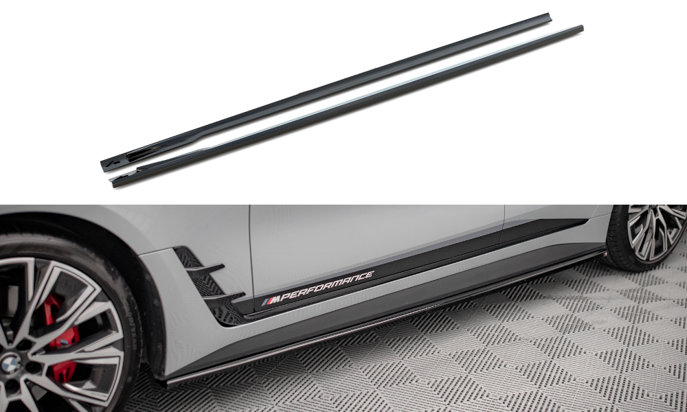 Maxton Design BMW 4 Series G26 Gran Coupe MSport Side Skirt Extensions - Gloss (2021+) 4 g26skirtsa