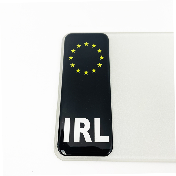 Individual GEL Number Plates - Standard Oblong/Rectangular 4 irl black gel badge