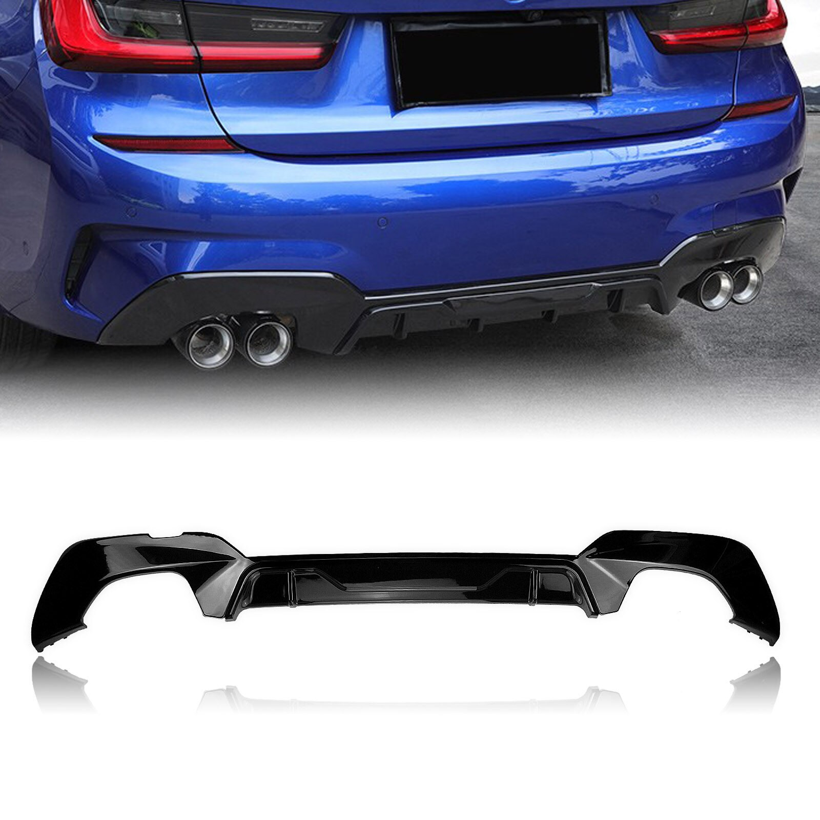 BMW 3-Series G20 Msport Lip Kit - Gloss (2019-2023) 3 rear diffuser
