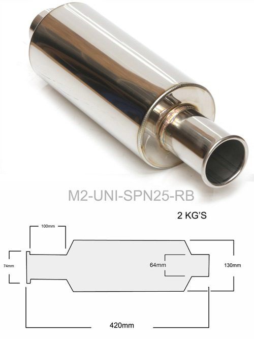 SPN Style 270mm MUFFLER 2.5" I/L ROLLED TIP 2 spn